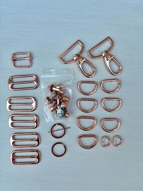 Rose Gold Metal Bag Hardware Destash Bundle Purse Making Supplies Mix Lot 33pc